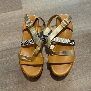 Gold snakeskin sandal